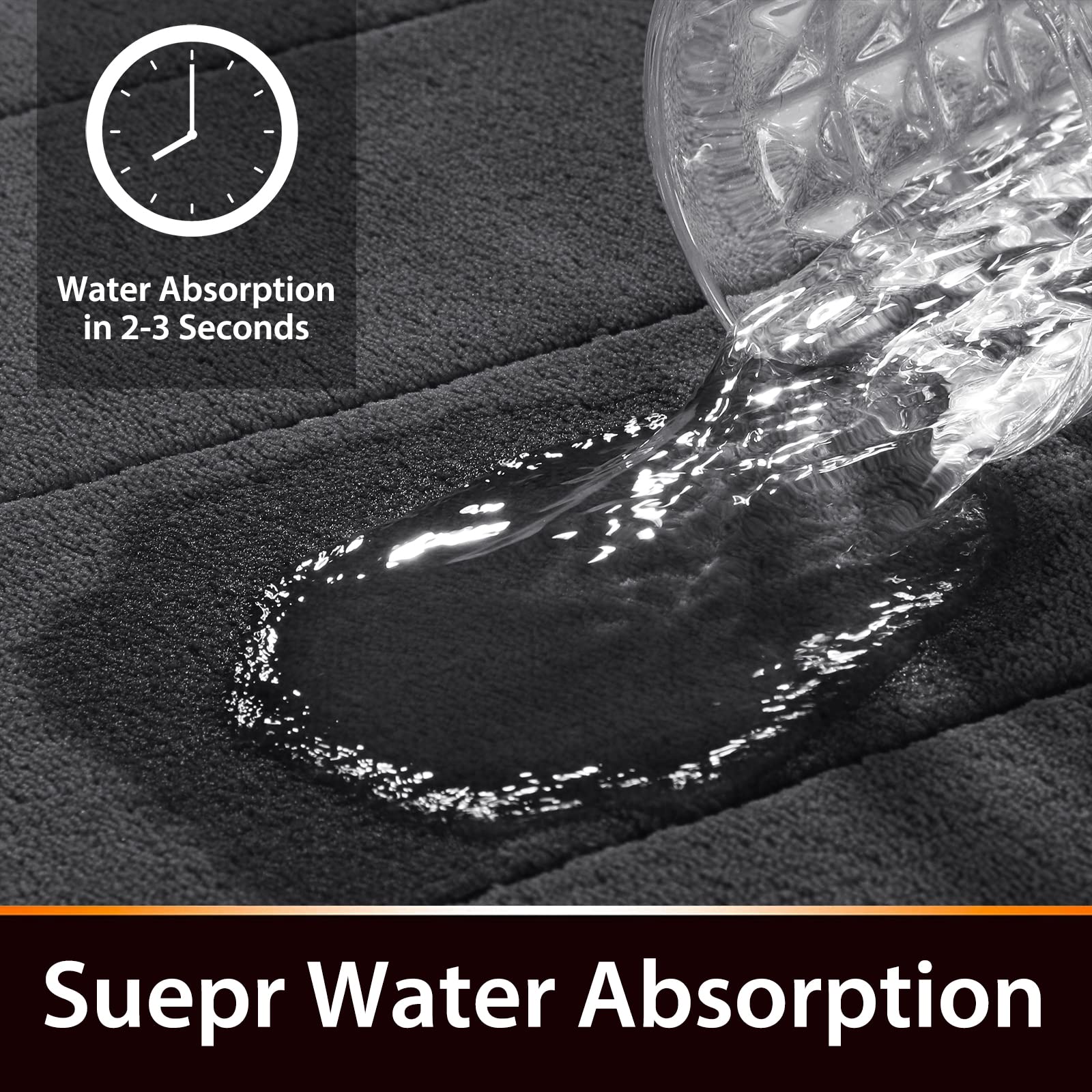 Yimobra Memory Foam Bath Mat Large Size  44 x 24 Inches Soft and Comfortable  Super Water Absorption  Non-Slip  Thick  Machine Wash  Easier to Dry for Bathroom Floor Rug  Dark Gray